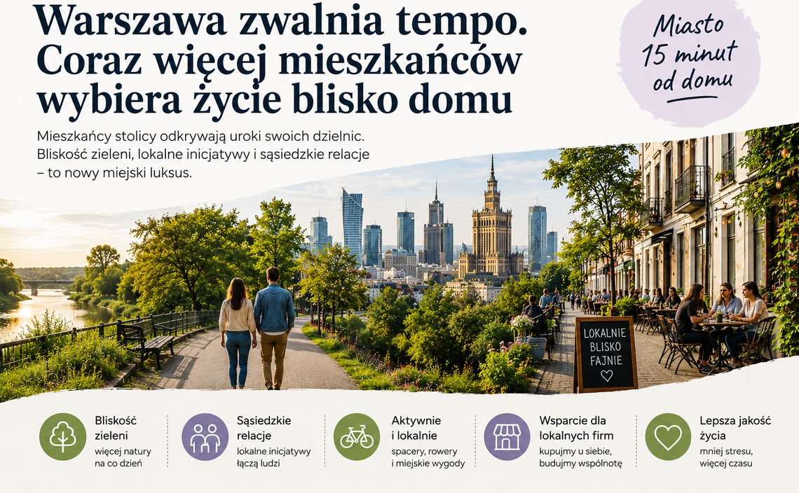 Warszawa zwalnia tempo. Coraz więcej mieszkańców wybiera życie blisko domu Warszawa zwalnia tempo. Coraz więcej mieszkańców wybiera życie blisko domu